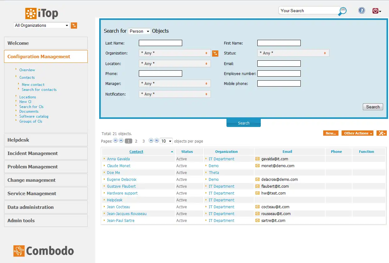 Descargue la herramienta web o la aplicación web itop - ITSM CMDB OpenSource